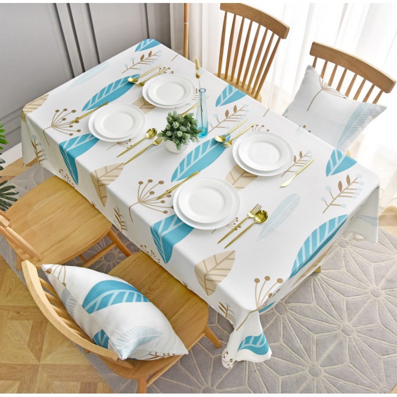 树叶ins餐桌布艺圆桌布茶几北欧植物棉麻个性桌布