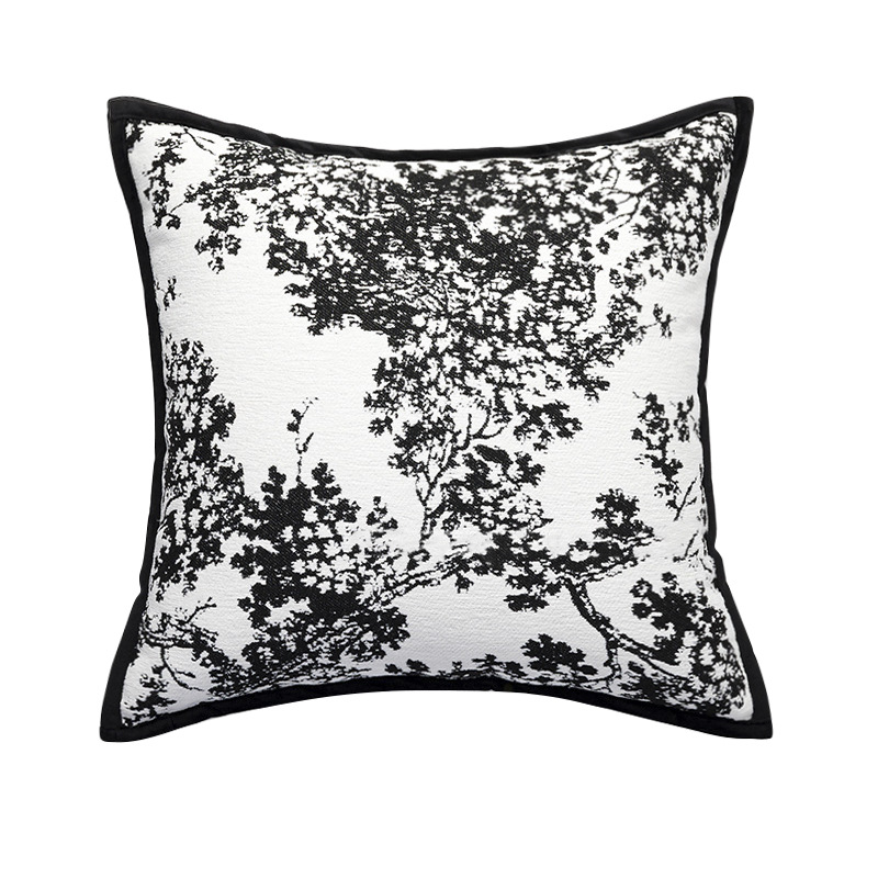Wholesale French-style sofa pillowcases, small chanel-style light luxury cushions for the living room, modern, simple and high-end black and white Specification image