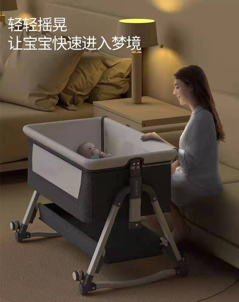 欧式折叠婴儿床拼接大床bb多功能便携式婴儿床新生儿床边床摇篮床详情5