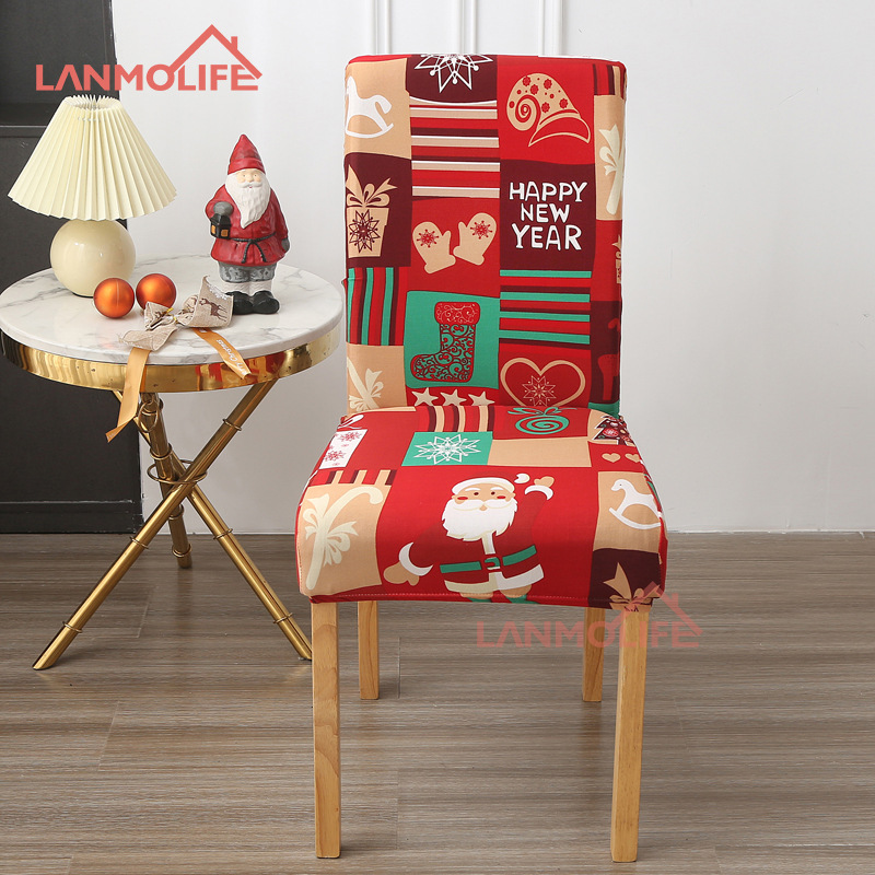 Lanmo Christmas Chair covers, cross-border Christmas decoration items, printed chair covers, holiday home decoration full package, elastic Item Picture