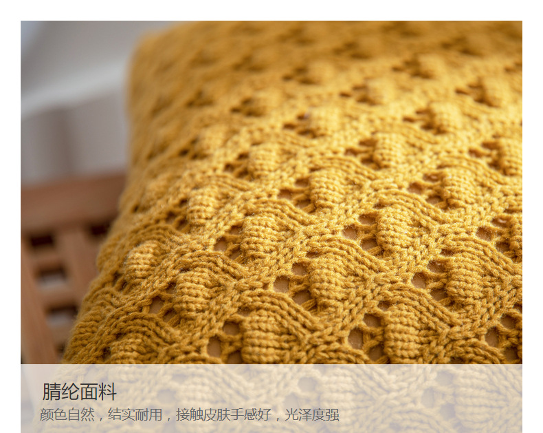 Nordic ins knitted pillowcase with diamond-shaped holes in solid color acrylic home soft furnishing sofa pillow cover, Lors pic 10