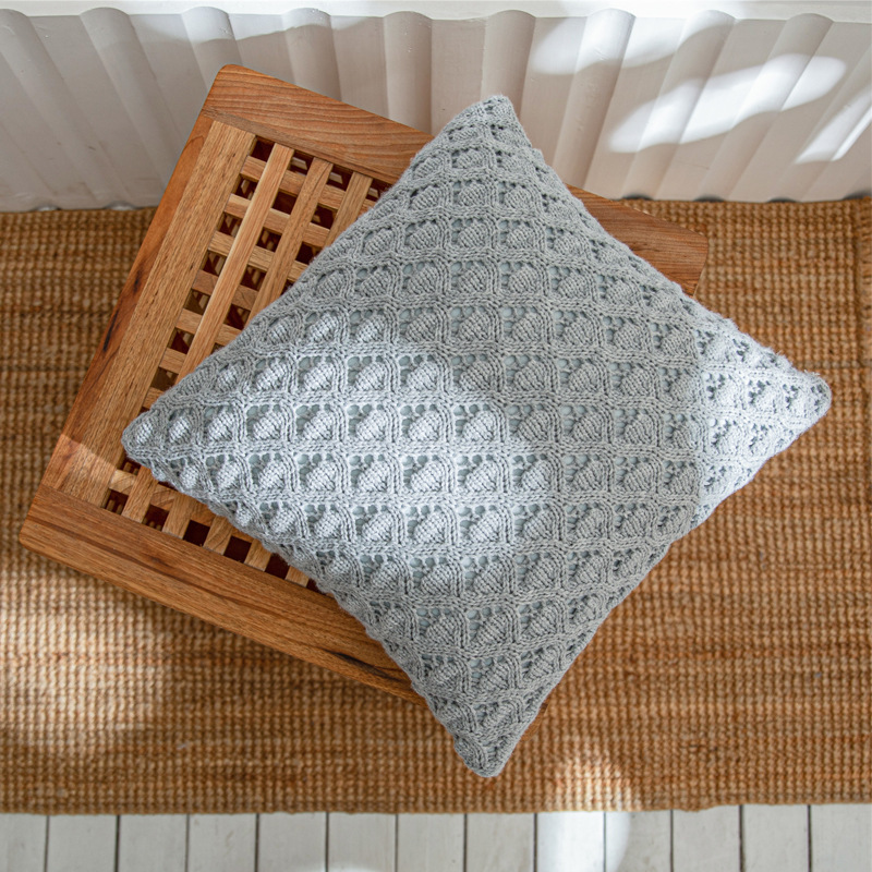 Nordic ins knitted pillowcase with diamond-shaped holes in solid color acrylic home soft furnishing sofa pillow cover, Lors Item Picture