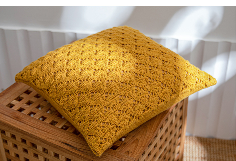 Nordic ins knitted pillowcase with diamond-shaped holes in solid color acrylic home soft furnishing sofa pillow cover, Lors pic 5