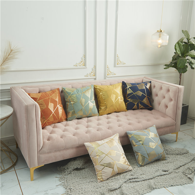 Direct sales of home pillowcases, lambskin geometric gold-embossed pillowcases, available in multiple colors, Morandi color cushion covers