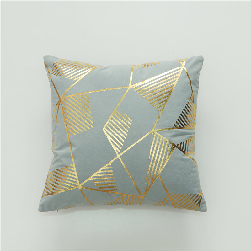 Direct sales of home pillowcases, lambskin geometric gold-embossed pillowcases, available in multiple colors, Morandi color cushion covers Specification image