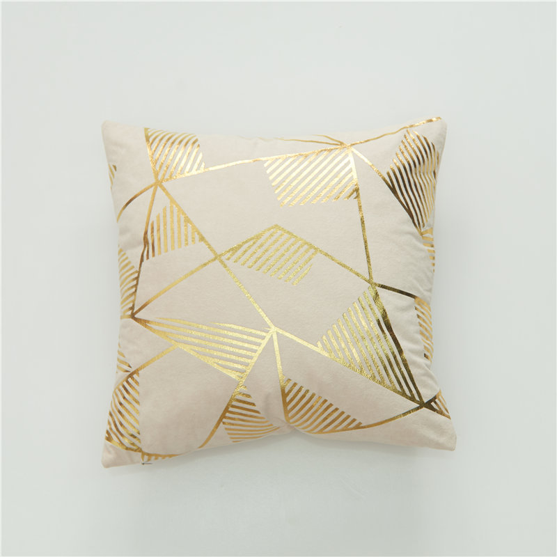 Direct sales of home pillowcases, lambskin geometric gold-embossed pillowcases, available in multiple colors, Morandi color cushion covers Item Picture