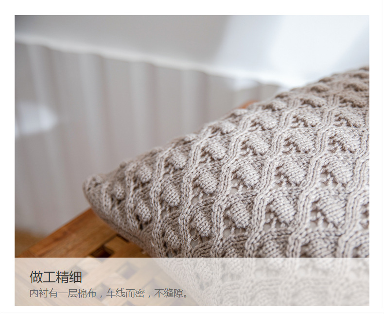 Nordic ins knitted pillowcase with diamond-shaped holes in solid color acrylic home soft furnishing sofa pillow cover, Lors pic 11