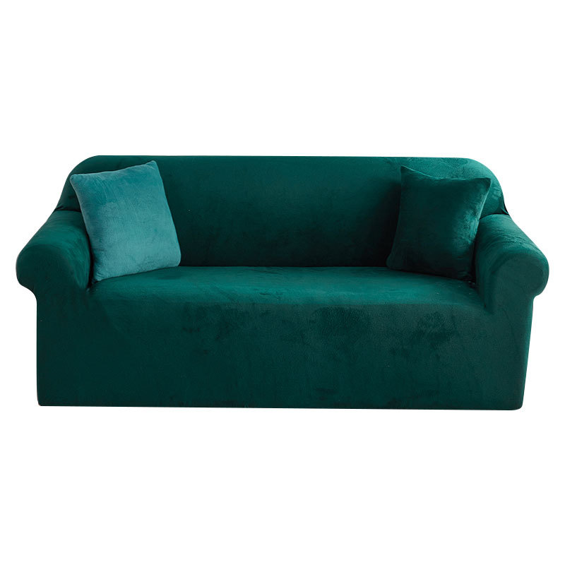 Cross-border Amazon wholesale plush sofa cover, solid color double simple full package sofa cover, elastic universal cover, universal Item Picture
