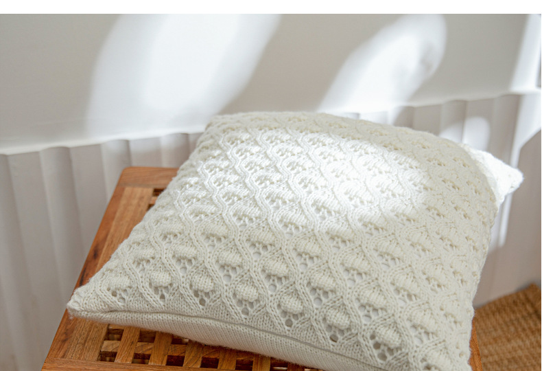 Nordic ins knitted pillowcase with diamond-shaped holes in solid color acrylic home soft furnishing sofa pillow cover, Lors pic 6