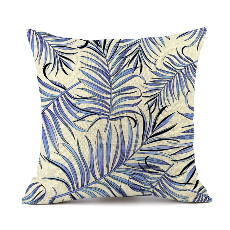 Factory direct sales of green plant and flower pillowcases, cotton and linen throw pillows, cushions, printed decorative car cushions, gifts, wholesale for foreign trade Item Picture