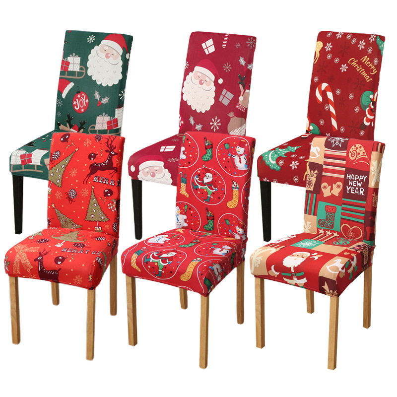 Lanmo Christmas Chair covers, cross-border Christmas decoration items, printed chair covers, holiday home decoration full package, elastic Application Scenario