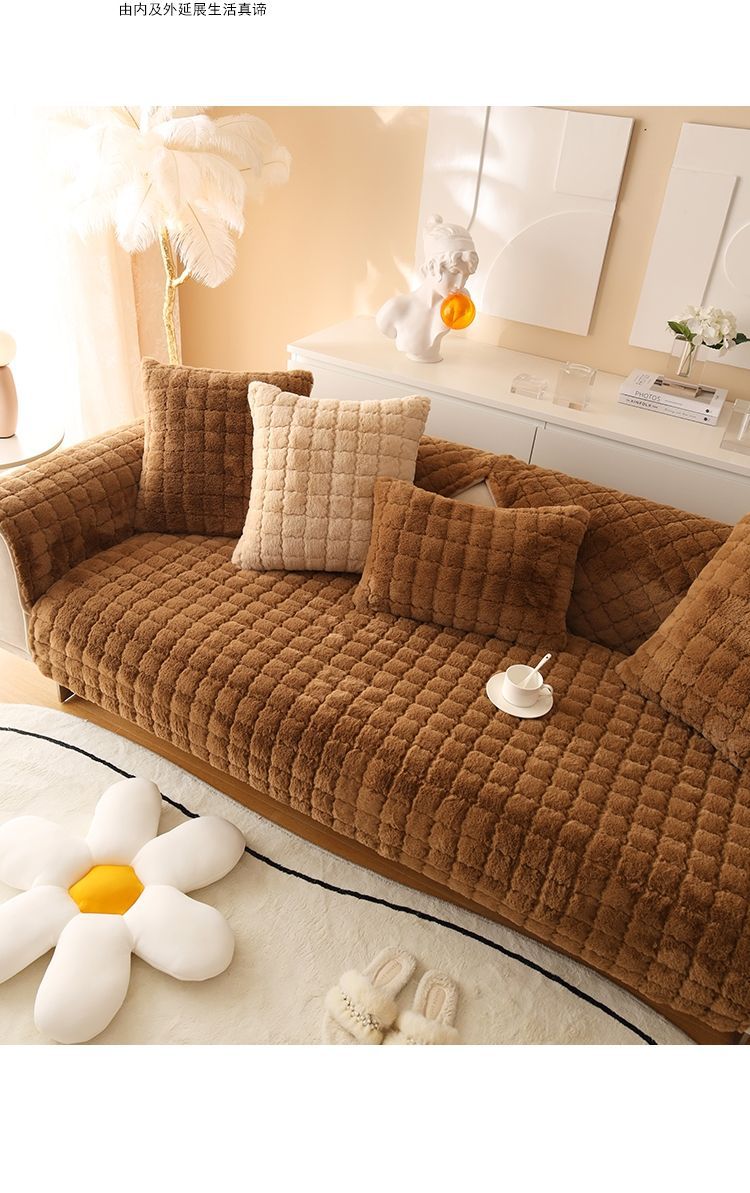 北欧奶油色ins风沙发垫四季通用毛绒坐垫子沙发套罩靠背巾批发详情20