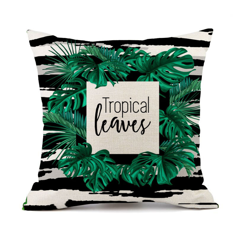 Factory direct sales of green plant and flower pillowcases, cotton and linen throw pillows, cushions, printed decorative car cushions, gifts, wholesale for foreign trade Application Scenario