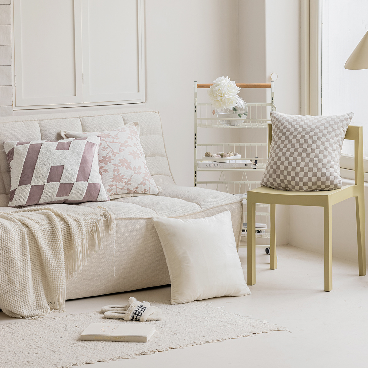 奶油风沙发抱枕定制ins风样板间客厅软包床头靠垫靠枕套床上腰靠