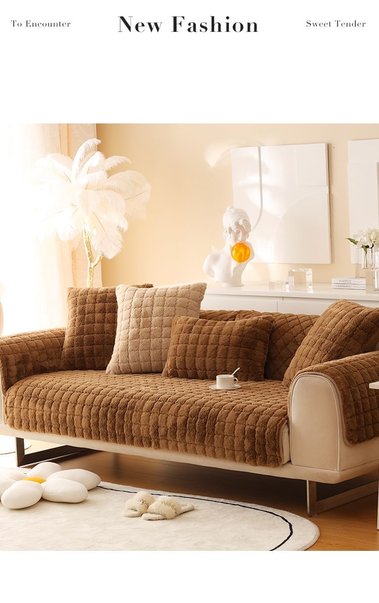 北欧奶油色ins风沙发垫四季通用毛绒坐垫子沙发套罩靠背巾批发详情21