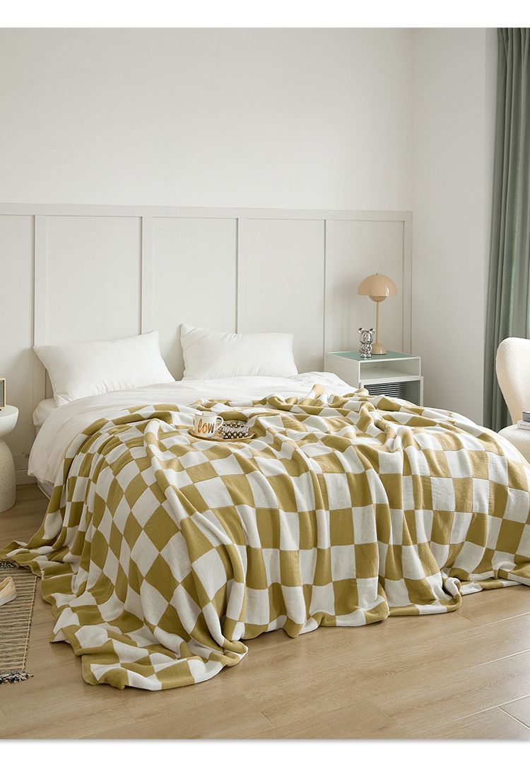 Amazon Four Seasons Nordic A Class Acrylic living room knitted oversized checkered blanket sofa blanket pic 9