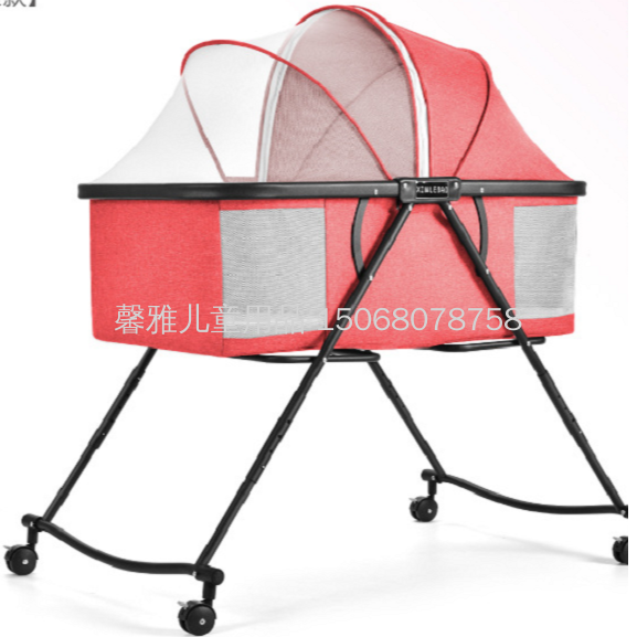 婴儿拼接床可调高度可移动0一3岁婴儿床车两用睡觉车新儿睡蓝