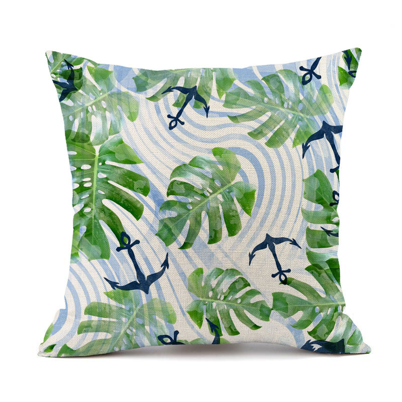 Factory direct sales of green plant and flower pillowcases, cotton and linen throw pillows, cushions, printed decorative car cushions, gifts, wholesale for foreign trade