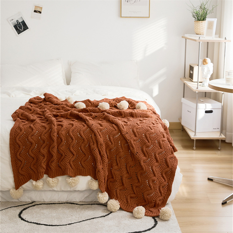 New products: Four Seasons Nordic A Class Ball Chenier living Room knitted blanket Sofa blanket Throw pillow Fantas Specification image