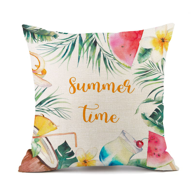 Factory direct sales of green plant and flower pillowcases, cotton and linen throw pillows, cushions, printed decorative car cushions, gifts, wholesale for foreign trade Specification image