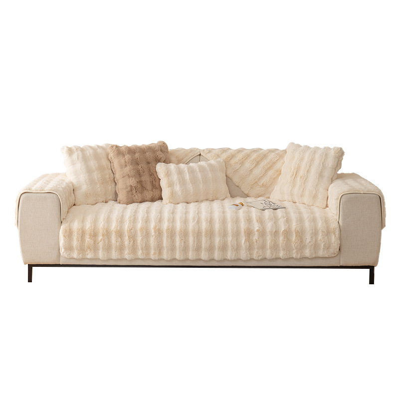 Winter rabbit plush sofa cushion thickened anti-slip light luxury seat cushion, popular leather sofa cover, 2022 new style cover cloth Application Scenario
