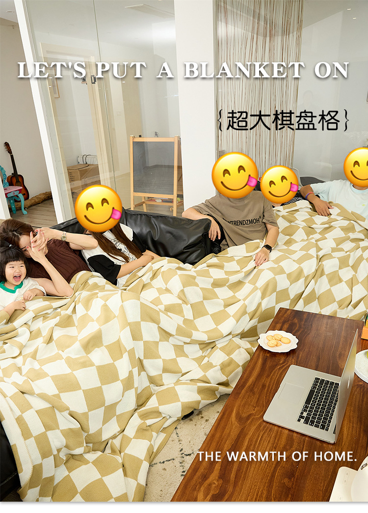 Amazon Four Seasons Nordic A Class Acrylic living room knitted oversized checkered blanket sofa blanket pic 1