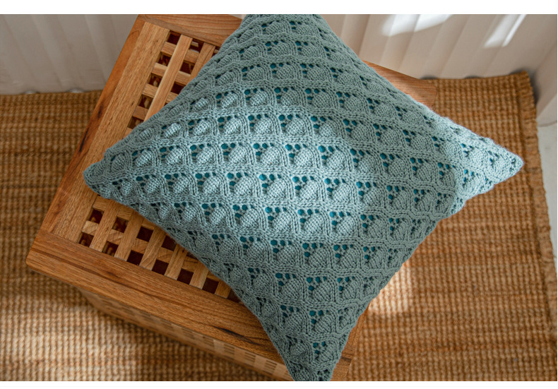 Nordic ins knitted pillowcase with diamond-shaped holes in solid color acrylic home soft furnishing sofa pillow cover, Lors pic 7