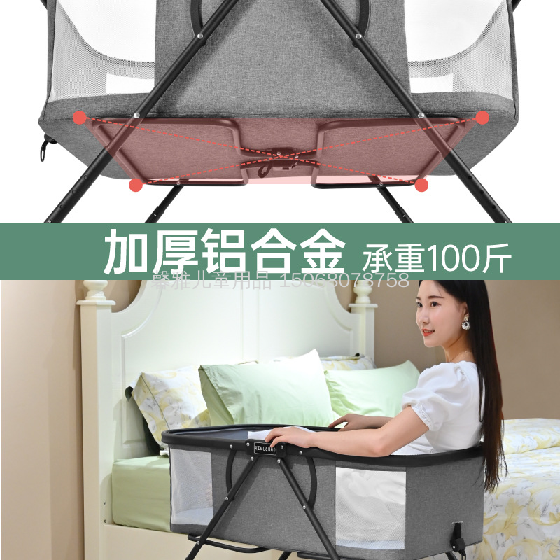 The baby bunk bed is adjustable in height and movable. It can be used as a 0-3-year-old baby bed and cart, a dual-purpose sleeping cart, and a new baby sleeping blue Application Scenario