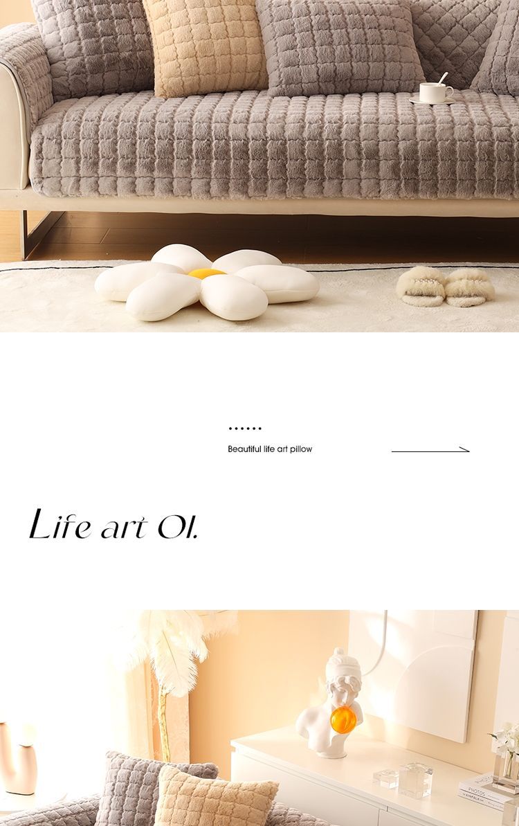 北欧奶油色ins风沙发垫四季通用毛绒坐垫子沙发套罩靠背巾批发详情17