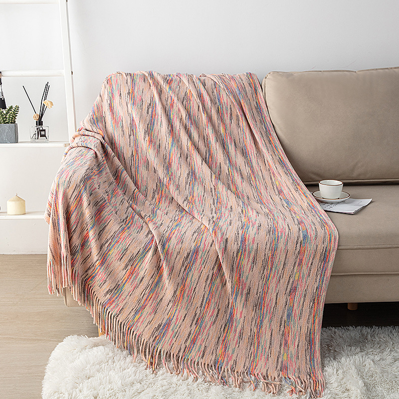 European-style sofa blankets, office knitted yarn blankets, casual blankets, velvet blankets, tassel blankets, bed end blankets, sofa cover blankets wholesale details Picture