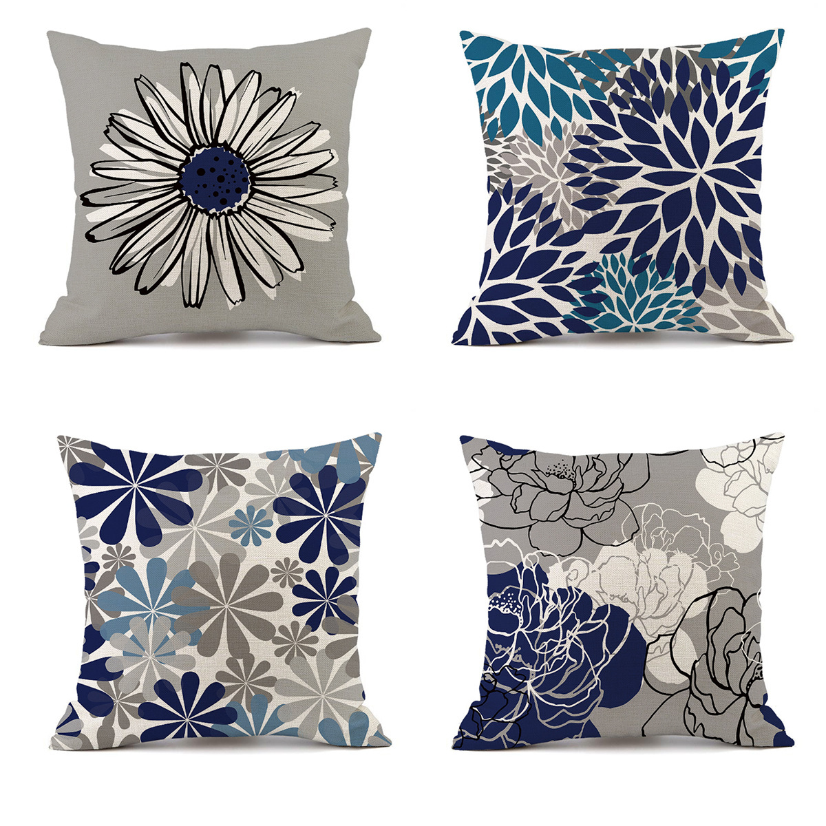 wish Amazon Cross-border geometric floral linen pillowcase, car pillow, Daisy decoration sofa cushion Application Scenario