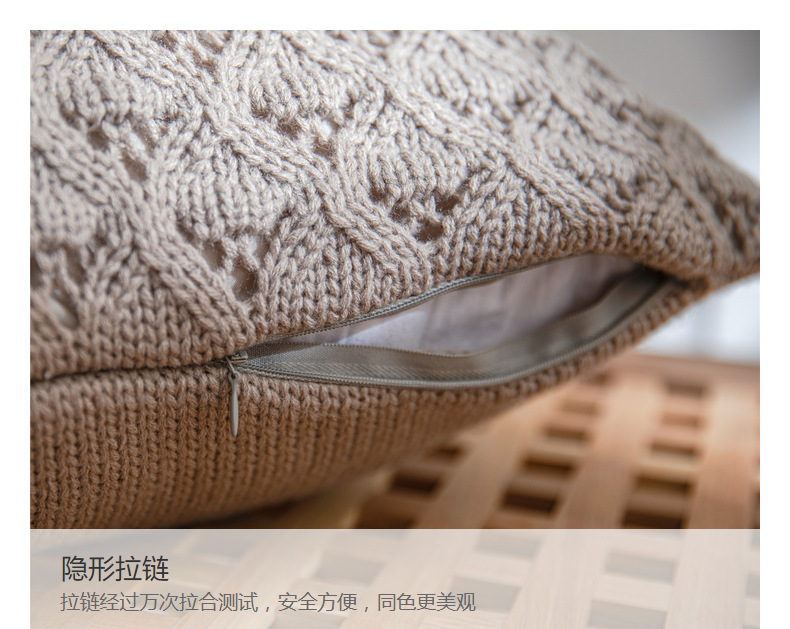 Nordic ins knitted pillowcase with diamond-shaped holes in solid color acrylic home soft furnishing sofa pillow cover, Lors pic 9
