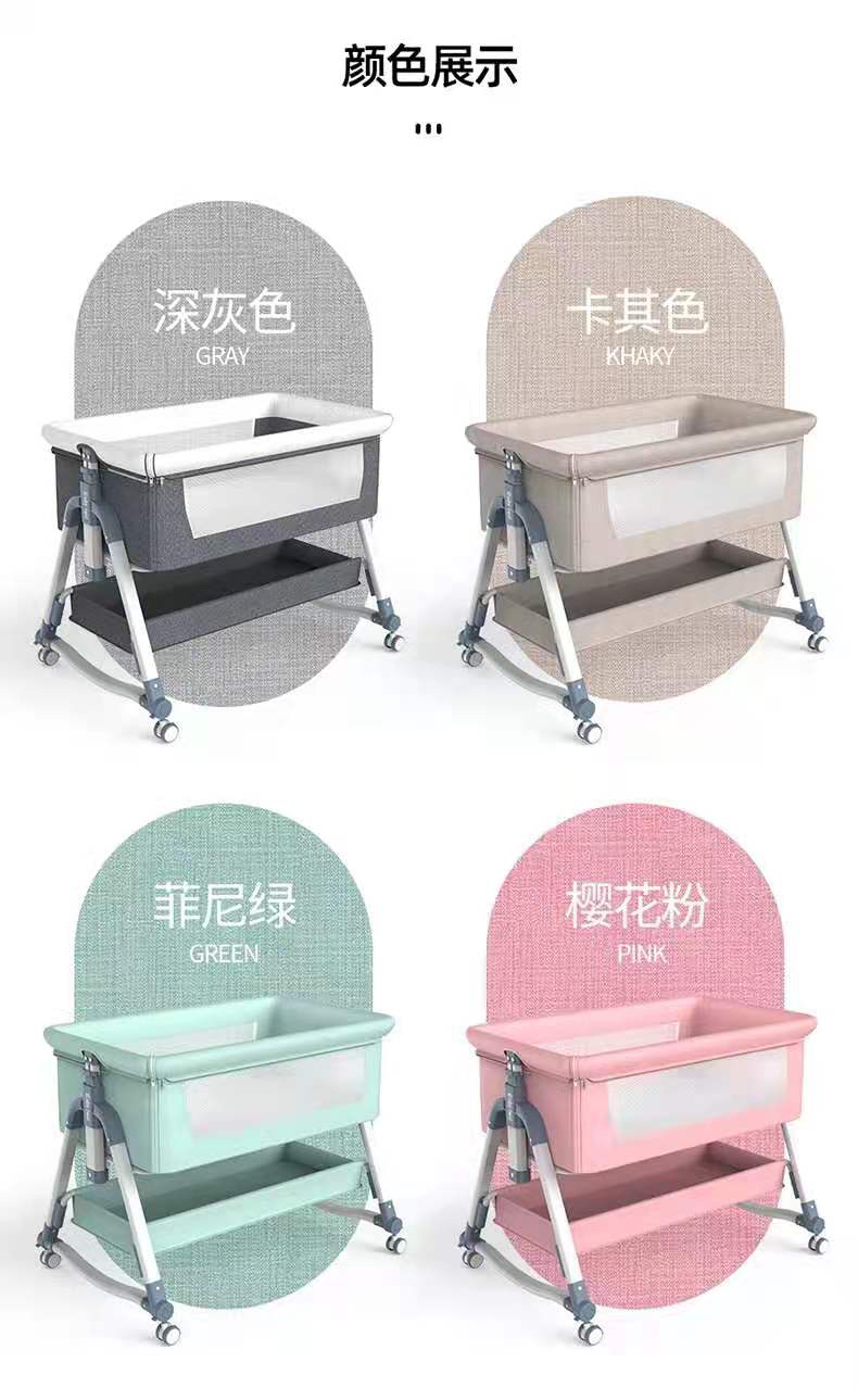 欧式折叠婴儿床拼接大床bb多功能便携式婴儿床新生儿床边床摇篮床详情2