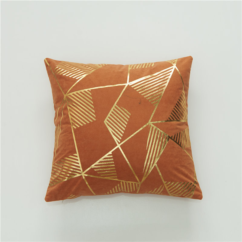 Direct sales of home pillowcases, lambskin geometric gold-embossed pillowcases, available in multiple colors, Morandi color cushion covers details Picture