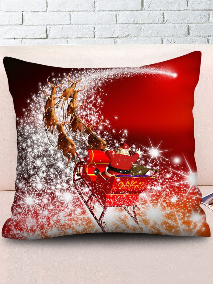 Cross-border exclusive Santa Claus Snowman Deer imitation linen pillowcase cushion cover digital print Christmas pillowcase Specification image
