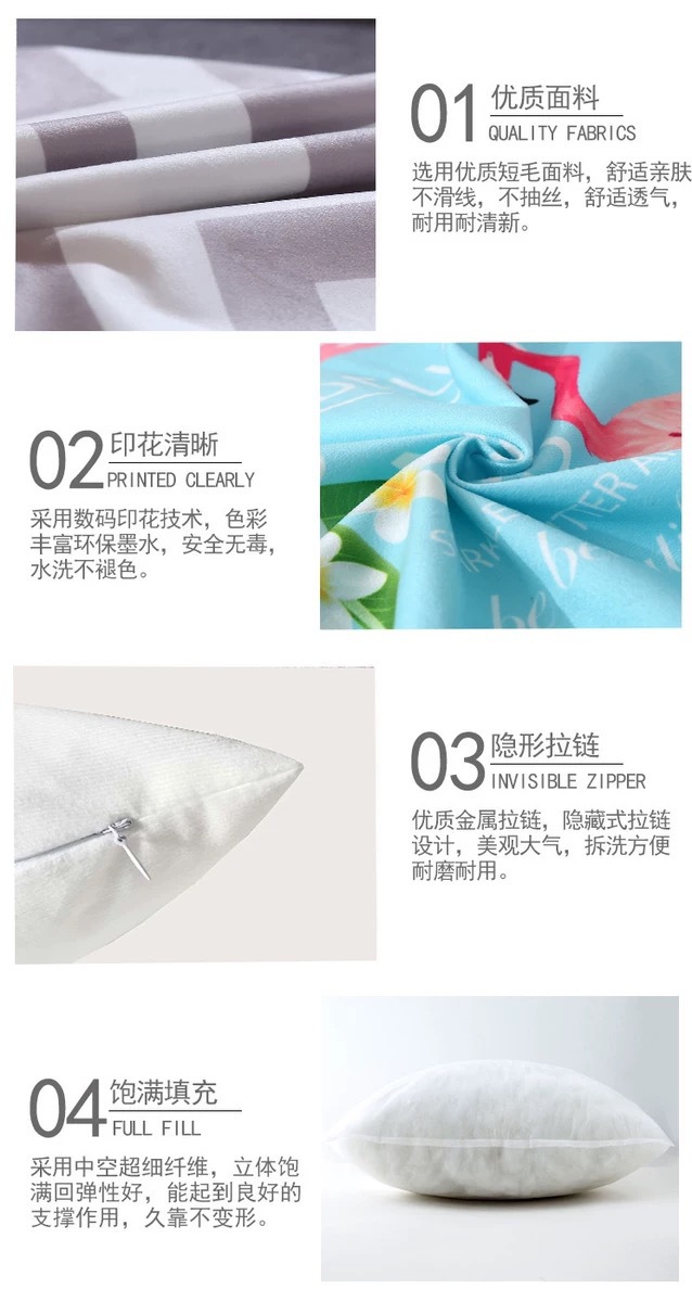 跨境亚马逊新款3d仿毛绒粉色玫瑰花抱枕套短绒家居沙发靠垫抱枕套详情1