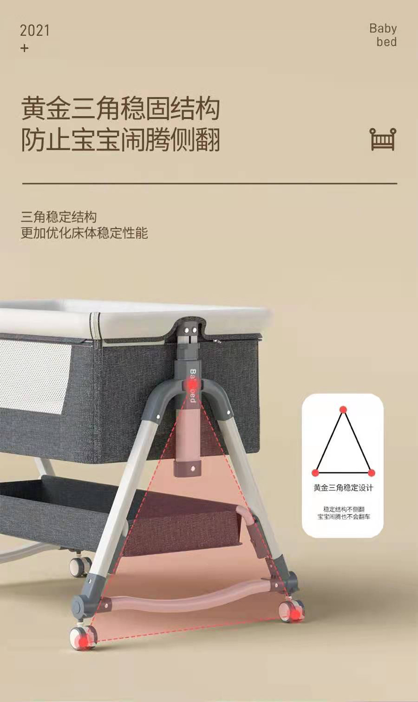 欧式折叠婴儿床拼接大床bb多功能便携式婴儿床新生儿床边床摇篮床详情3