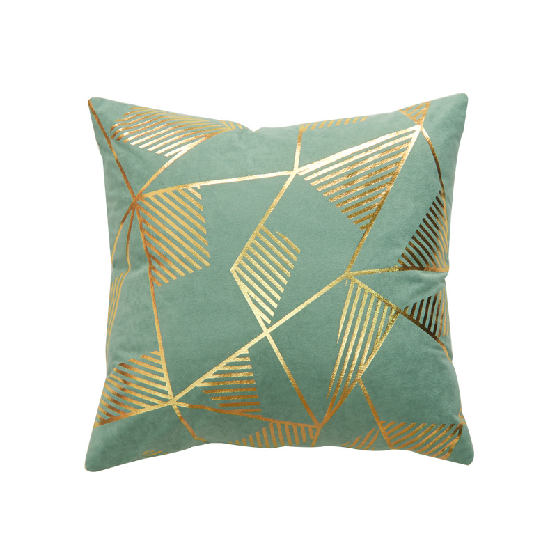 Direct sales of home pillowcases, lambskin geometric gold-embossed pillowcases, available in multiple colors, Morandi color cushion covers Application Scenario