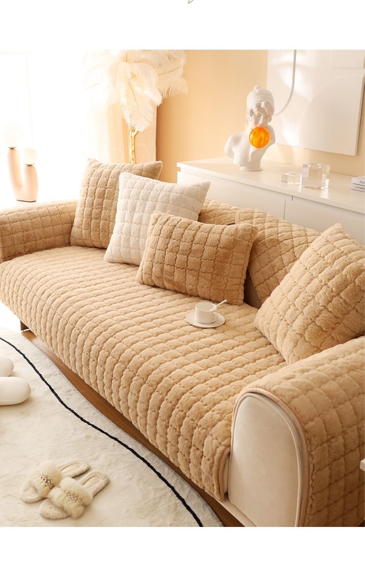 北欧奶油色ins风沙发垫四季通用毛绒坐垫子沙发套罩靠背巾批发详情10