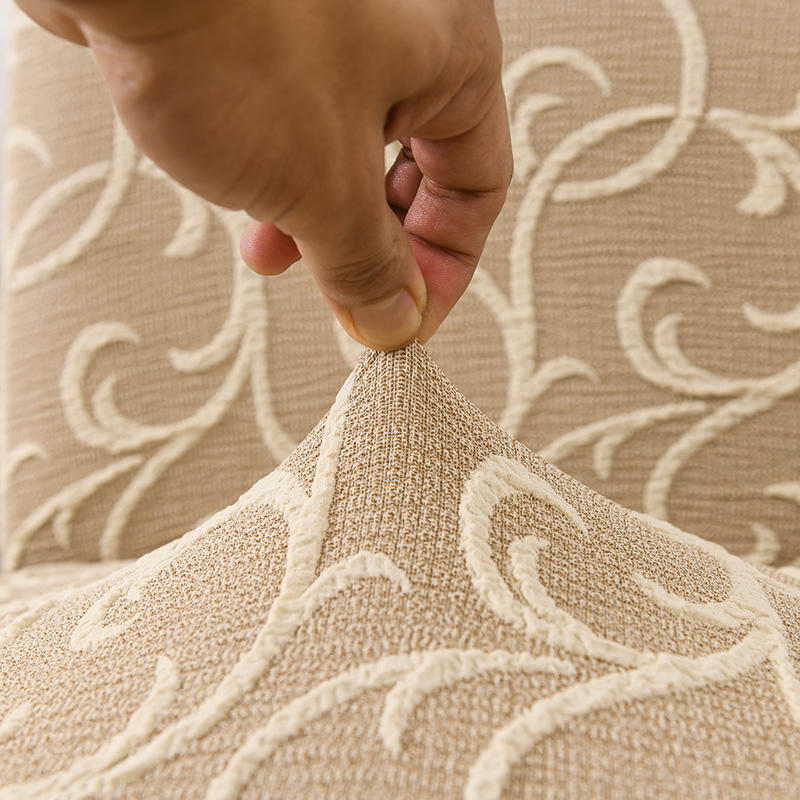 Elastic relief jacquard chair cover, high-end full-package chair cover for hotels, thickened one-piece fabric European-style stool cover details Picture