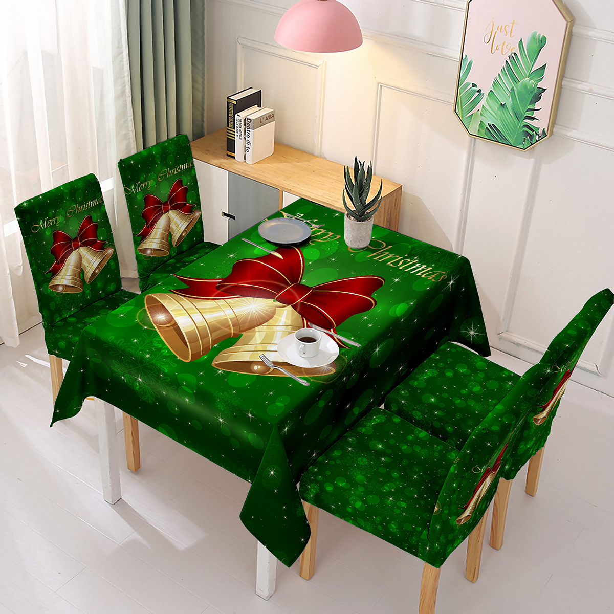Christmas printed tablecloth, chair cover, festive decoration, elastic one-piece chair cover, absorbent tablecloth Specification image