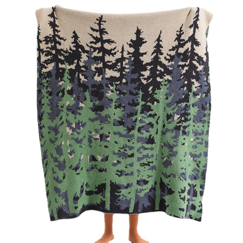 Amazon winter thickened Nordic Class A semi-fleece forest living room knitted blanket sofa blanket Application Scenario