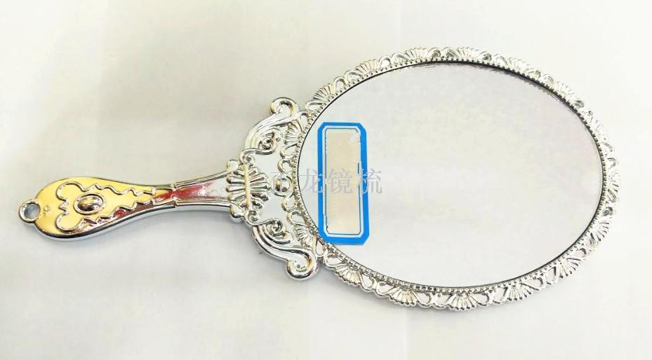 Wholesale of new best-selling double-sided handle makeup mirrors, portable European-style patterned handheld mirrors Specification image