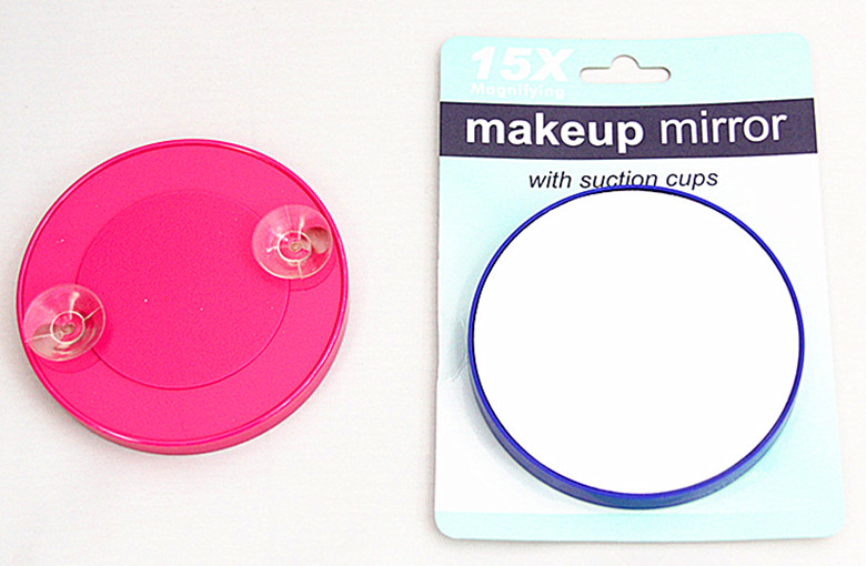 New best-selling 8.8CM magnifying suction cup mirror with paper card, double suction cups for makeup mirror