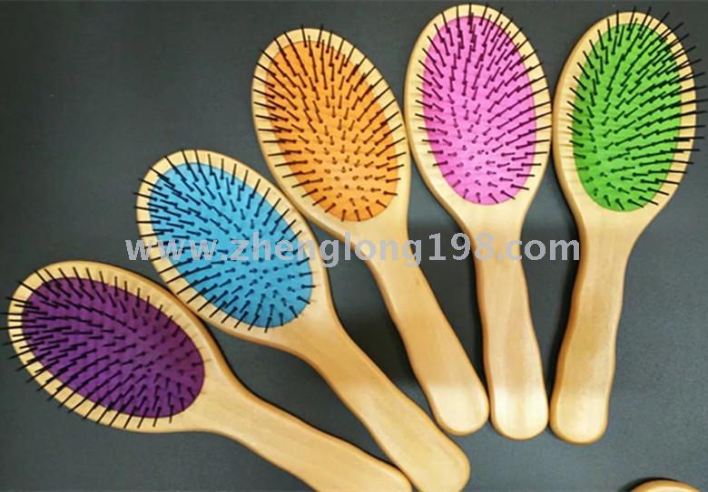 New wooden handle comb, practical hair comb, color leather and color needle gift massage comb Specification image