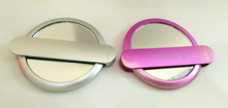 New best-selling 70170# style folding double-sided handle mirror portable gift pocket double-sided mirror details Picture