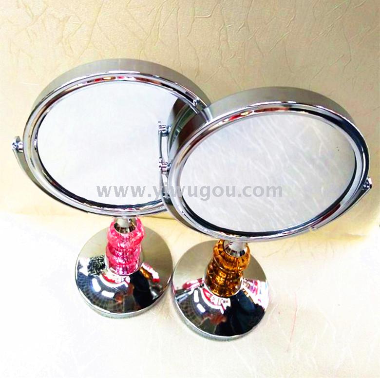 Wholesale of new double-sided desktop high-legged makeup mirrors with diamonds, gift metal makeup mirrors Specification image