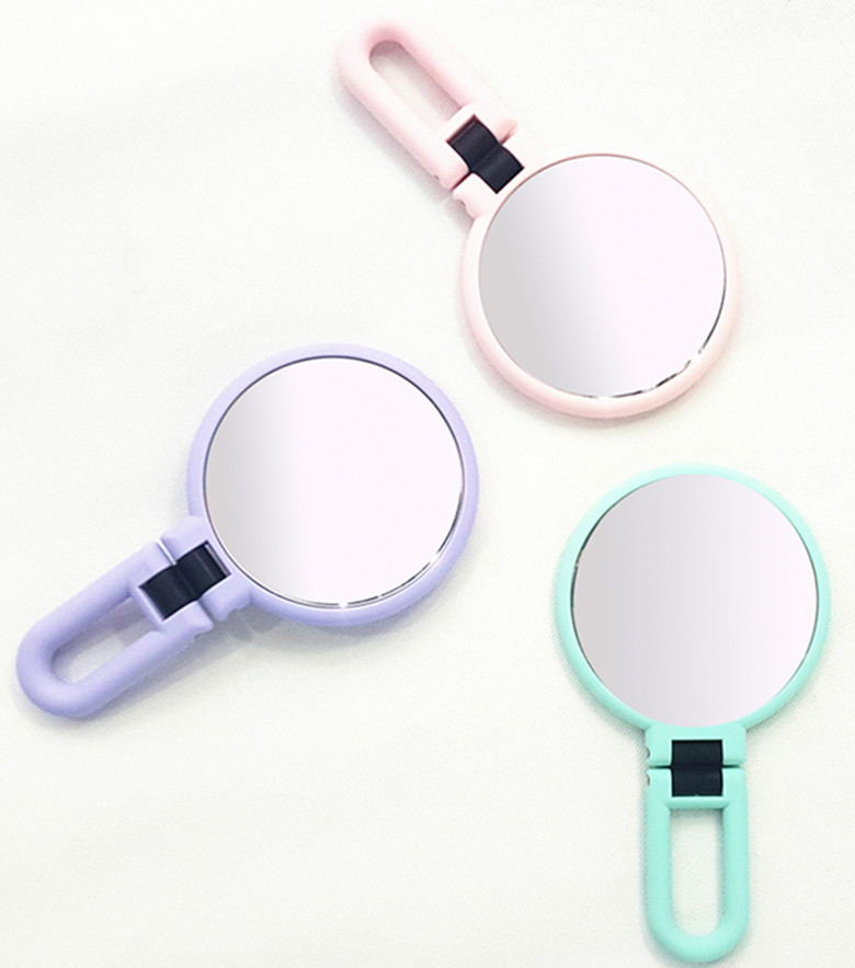 2018年新款镜子热销T-2款式折叠手柄镜 便携双面镜 15X放大镜