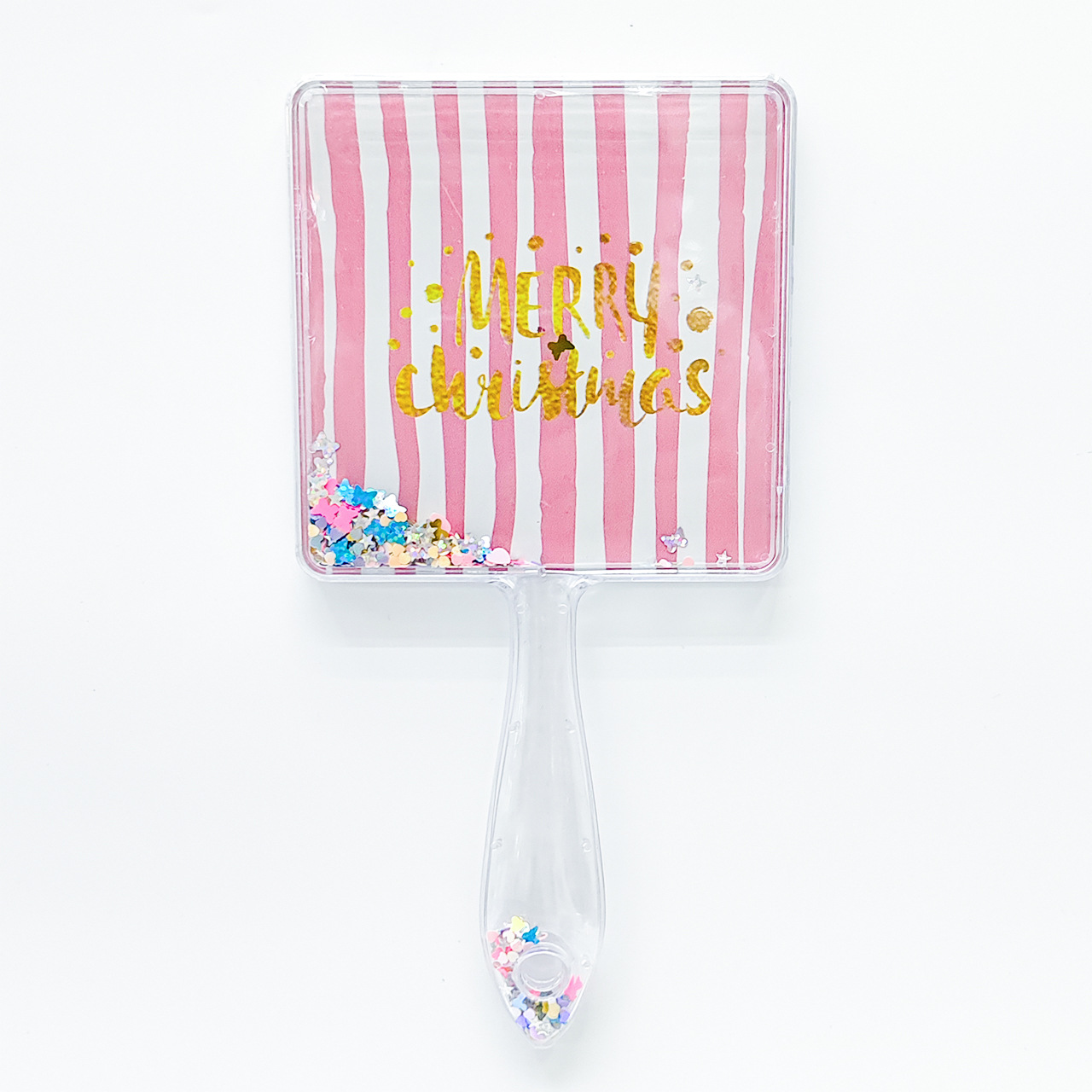 Cartoon handle quicksand portable mirror, makeup mirror, hand-held mirror, portable mirror, dormitory hand-held small mirror, girl Item Picture
