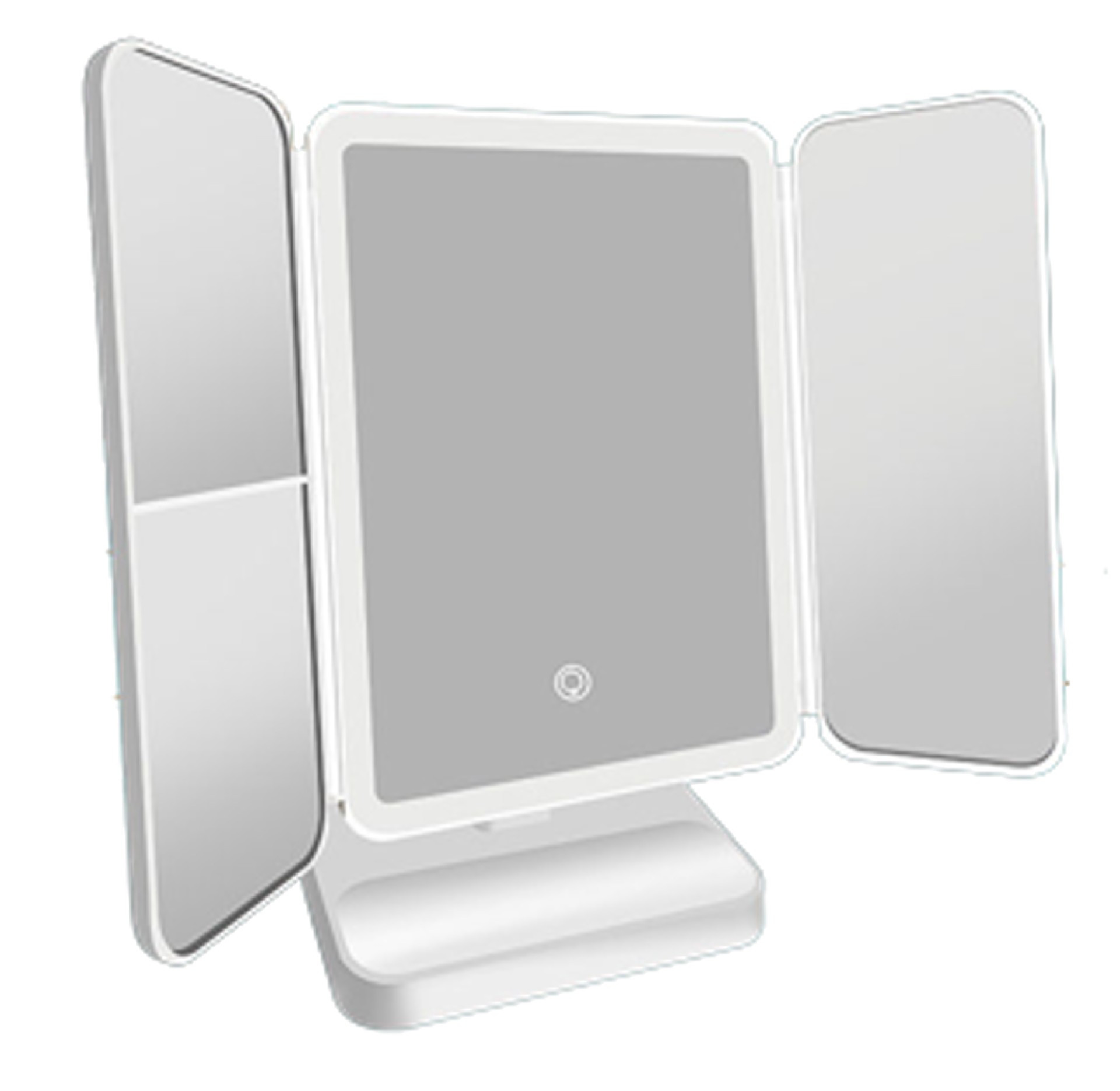 Desktop led makeup mirror, desktop with light, folding three-fold shell mirror, rotating smart beauty mirror, fill light mirror Item Picture